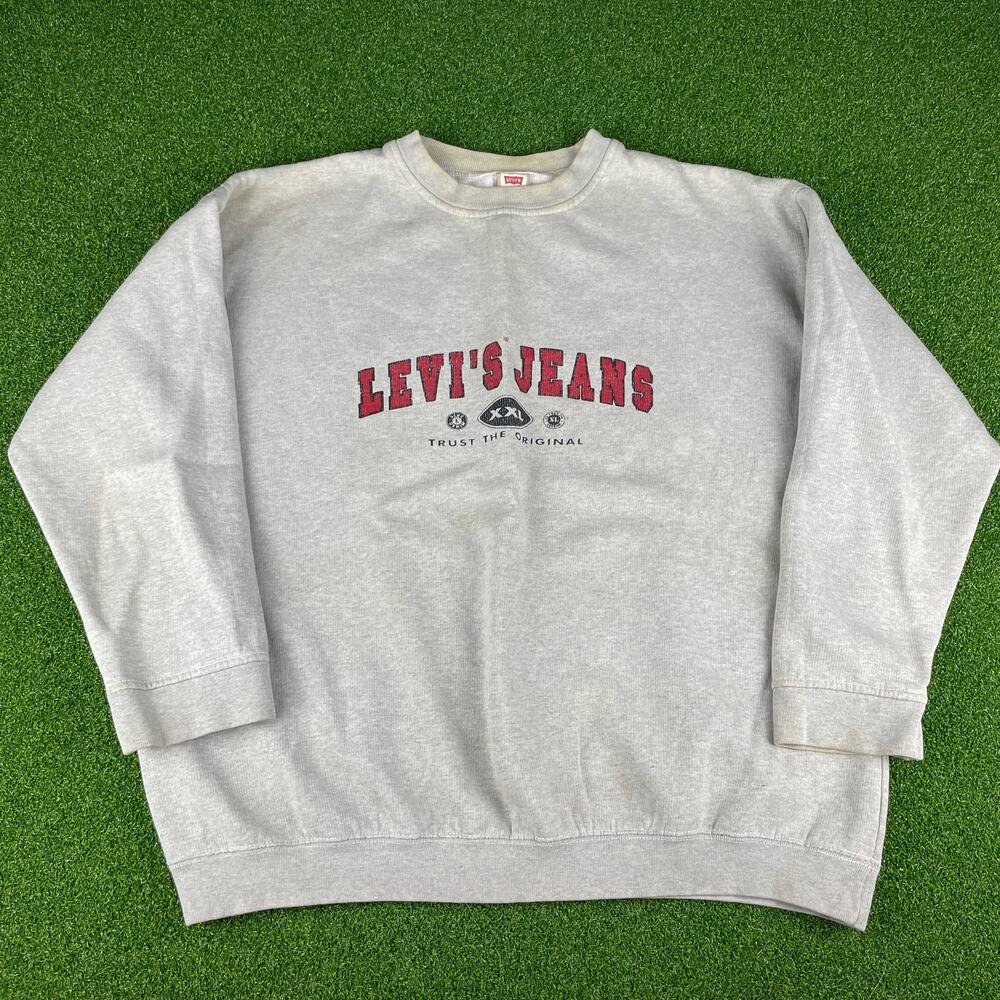 Vintage 90s Y2K Levi's jeans Gray Graphic Crewneck Sz XL